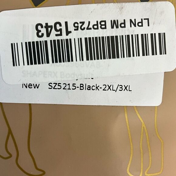 SHAPERX Womens 2X/3X Bodysuit 5215 Tummy Control Shapewear Thong Black New - Picture 5 of 12
